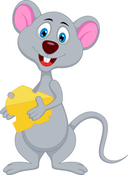 funny mouse cartoon holding cheese