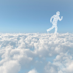 雲海と走る男性の雲