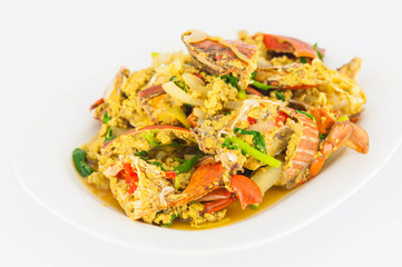 Fried crab with curry powder.