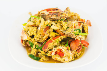 Fried crab with curry powder.