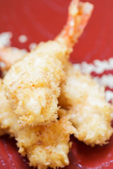 Fried shrimp tempura.