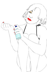 Giovane donna con il profumo