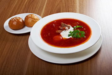 ukrainian and russian red-beet soup (borscht)