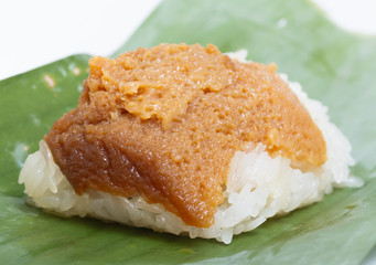 Thai dessert in banana leaf