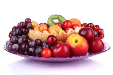 Naklejka na ściany i meble Assortment of juicy fruits isolated on white