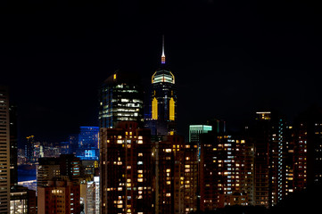 Fototapeta na wymiar Central Plaza Hong Kong Skyscraper at night