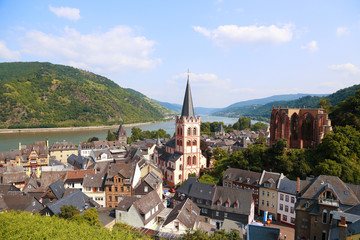 Obraz premium Bacharach am Rhein, Blick vom Postenturm (Juli 2013)