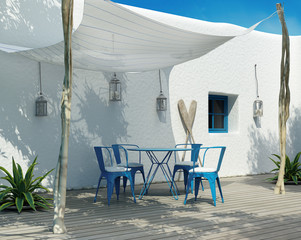 Contemporary Greek luxury outdoor summer lounge canopy