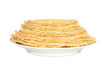   Stack of pancakes  isolated on white