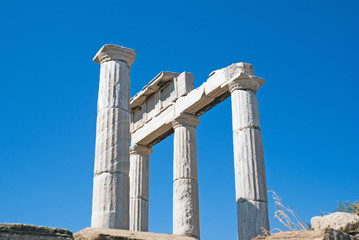 Ionian column capital, architectural detail on Delos island, Gre
