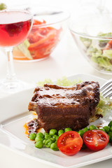 Pork spareribs on plate