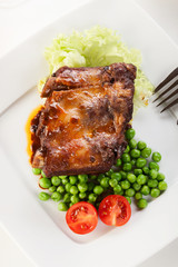 Pork spareribs on plate