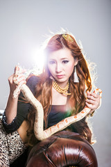Woman with Boa Constrictor Snake