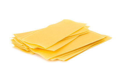 Uncooked lasagna pasta isolated