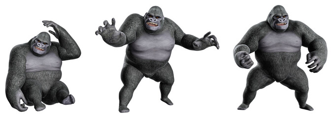 Cartoon,Gorilla in verschiedenen Posen 01 © dkuhne1976