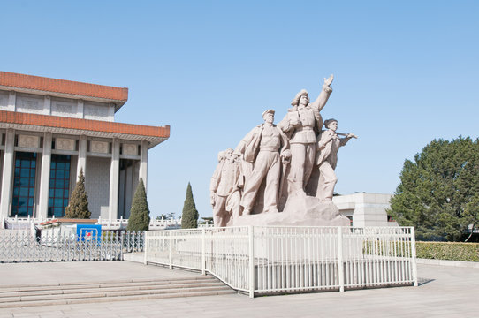 Revolutionary statues near Mausoleum of Mao Zedong in Beijing