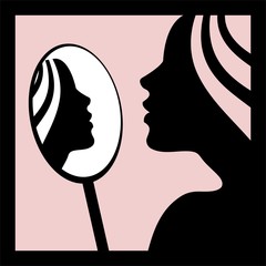 Woman looking in the mirror -vector illustration