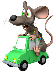 Maus / Cartoon-Tier auf Spielzeugauto