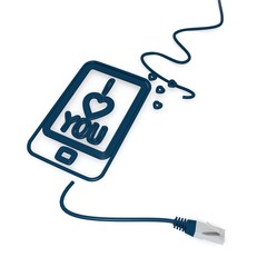 3d graphic of a cute new jobs icon coming from data cable