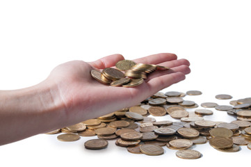 Hand with coins