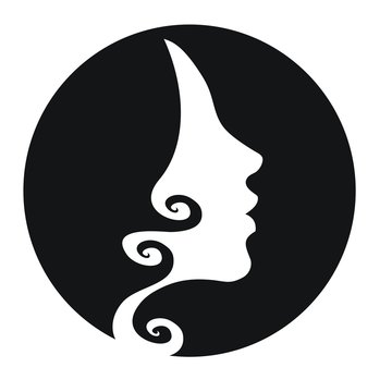Woman head silhouette with stylised hair-vector icon