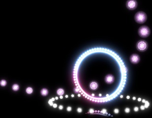 Illustration of a magic dj sign  on disco lights background