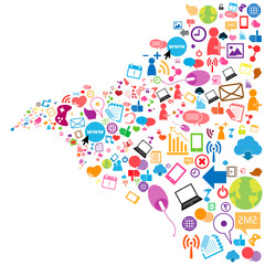 Fototapeta premium Social network background with media icons