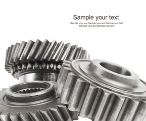 real stainless steel gears isolated over white background