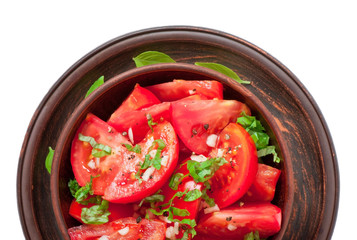 tomato salad with basil, black pepper and garlic