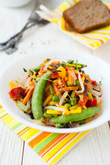 roasted vegetable mix in a white bowl
