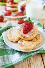 cottage cheese pancakes with ripe strawberries