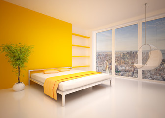Minimal interior. Modern interior of bedroom
