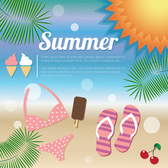 Fototapeta na wymiar Summer holiday card, vector