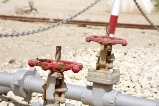 Pressure Valves In The First Oil Well In The Persian Gulf