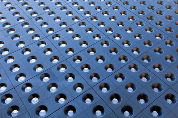 Perspective of Blue Tiles with Glass Portholes