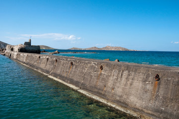 Breakwater of the Naoussa harbor, Paros island (Greece)