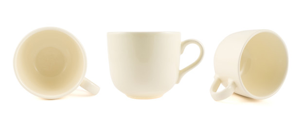 Ceramic cream colored cup isolated