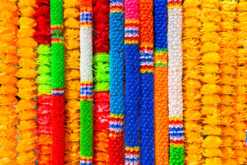 Artificial garlands are used to worship the sacred in Thailand