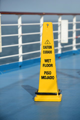 Caution Sign on Cruise Ship