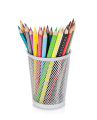 Various colour pencils in holder