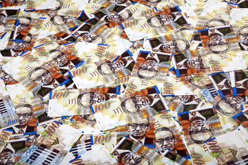 One Hundred Shekels Bills  Messy Background