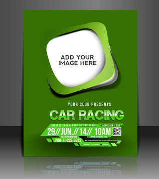 Car Racing Flyer, Vector