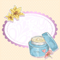 Skincare make-up cream jar isolated card © Yuzach