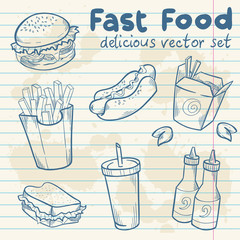 Fastfood delicious hand drawn vector set - 54220333