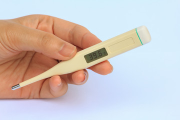 Electronic Termometer on hand.
