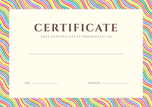 Certificate / Diploma template, background. Colorful Pattern