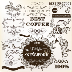 Collection of vintage decorative elements and labels