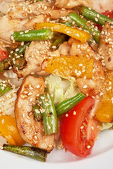 Warm salad with chicken