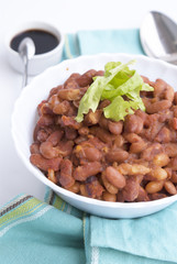 Baked kidney bean with mushrooms
