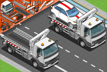 Isometric Tow Truck in Car Assistance